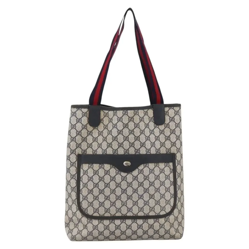 Gucci GG Supreme Web Tote Bag Navy Gold 120 02 003 Blue